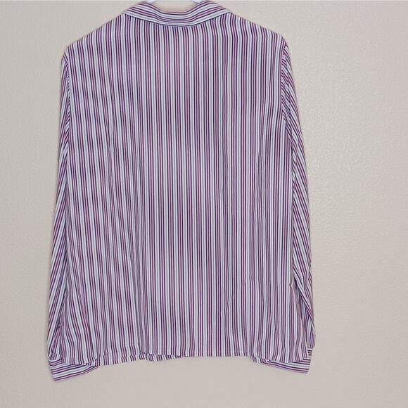 Covington Blouse Womens L (14-16) Pink Striped Button Up Long Sleeve Polyester - Picture 6 of 10